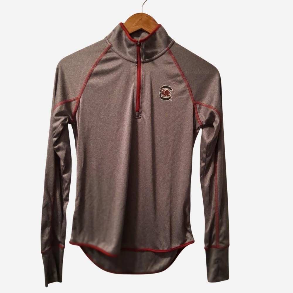 Womens USC South Carolina Gamecocks gray polyester quarter zip